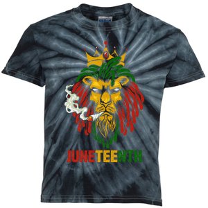 Lion Juneteenth Cool Black History African American Flag Kids Tie-Dye T-Shirt