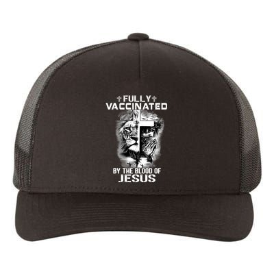 Lion Jesus Cross Fully Vaccinated By The Blood Of Jesus Yupoong Adult 5-Panel Trucker Hat