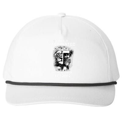 Lion Jesus Cross Fully Vaccinated By The Blood Of Jesus Snapback Five-Panel Rope Hat