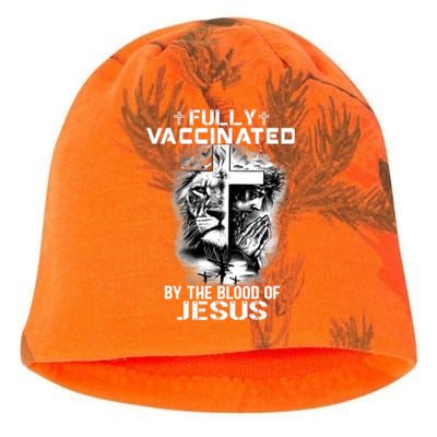 Lion Jesus Cross Fully Vaccinated By The Blood Of Jesus Kati - Camo Knit Beanie