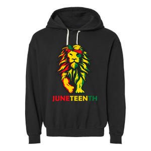 Lion Juneteenth Cool Black History African American Flag Garment-Dyed Fleece Hoodie