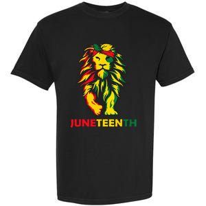 Lion Juneteenth Cool Black History African American Flag Garment-Dyed Heavyweight T-Shirt