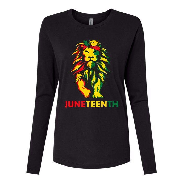 Lion Juneteenth Cool Black History African American Flag Womens Cotton Relaxed Long Sleeve T-Shirt