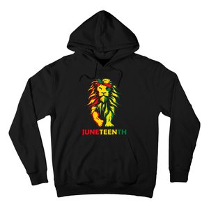 Lion Juneteenth Cool Black History African American Flag Hoodie