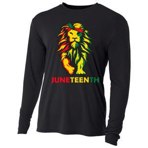 Lion Juneteenth Cool Black History African American Flag Cooling Performance Long Sleeve Crew