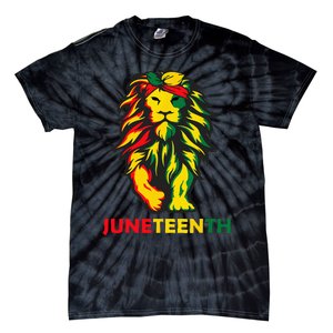 Lion Juneteenth Cool Black History African American Flag Tie-Dye T-Shirt