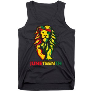 Lion Juneteenth Cool Black History African American Flag Tank Top