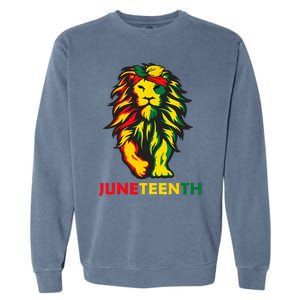 Lion Juneteenth Cool Black History African American Flag Garment-Dyed Sweatshirt