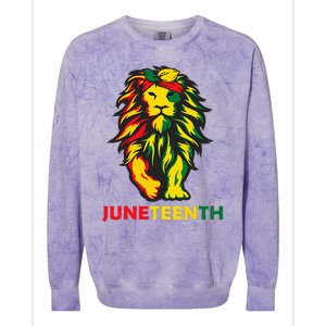 Lion Juneteenth Cool Black History African American Flag Colorblast Crewneck Sweatshirt