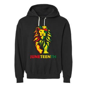 Lion Juneteenth Cool Black History African American Flag Garment-Dyed Fleece Hoodie