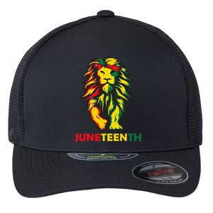 Lion Juneteenth Cool Black History African American Flag Flexfit Unipanel Trucker Cap