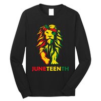 Lion Juneteenth Cool Black History African American Flag Long Sleeve Shirt