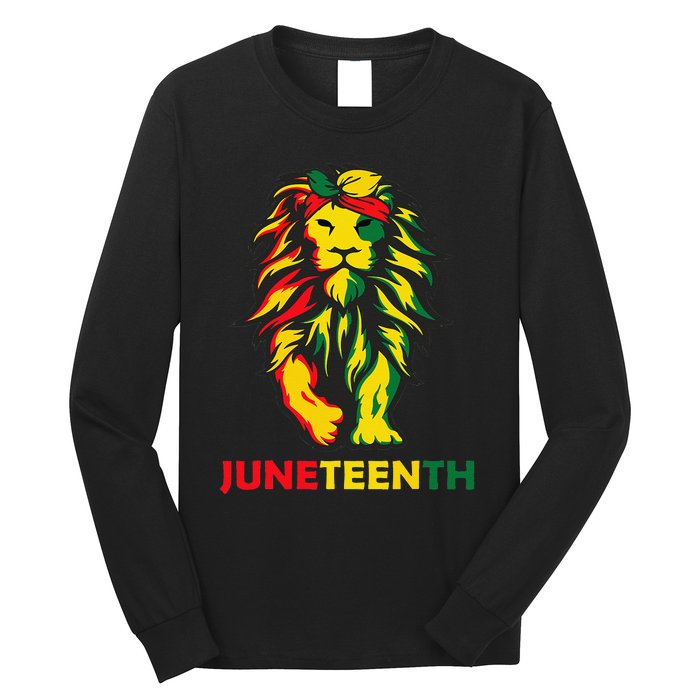 Lion Juneteenth Cool Black History African American Flag Long Sleeve Shirt