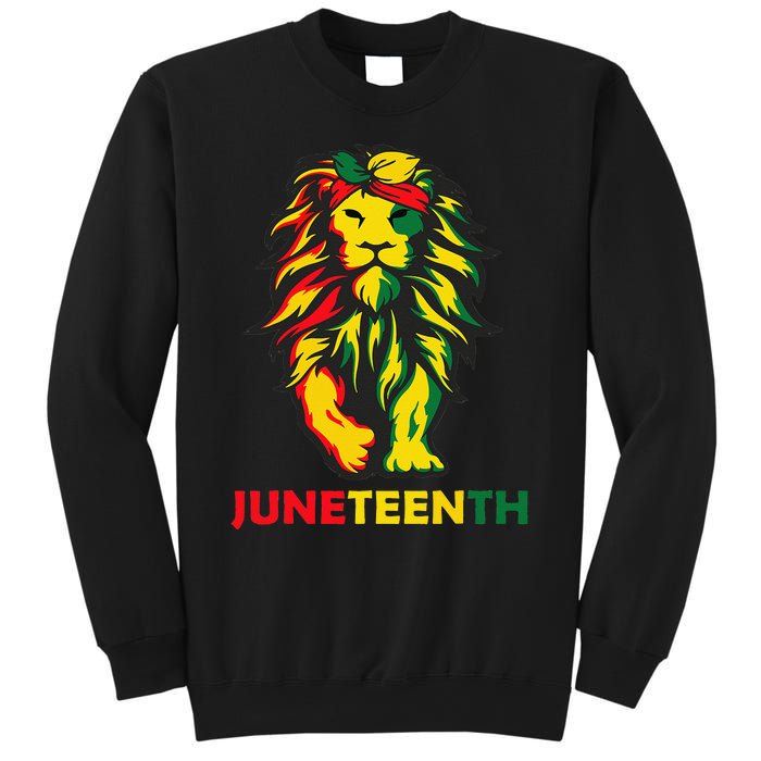 Lion Juneteenth Cool Black History African American Flag Sweatshirt