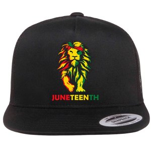 Lion Juneteenth Cool Black History African American Flag Flat Bill Trucker Hat