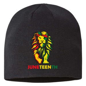 Lion Juneteenth Cool Black History African American Flag Sustainable Beanie