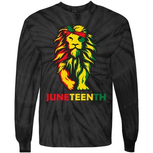 Lion Juneteenth Cool Black History African American Flag Tie-Dye Long Sleeve Shirt