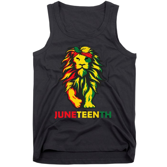 Lion Juneteenth Cool Black History African American Flag Tank Top