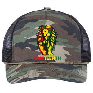 Lion Juneteenth Cool Black History African American Flag Retro Rope Trucker Hat Cap