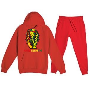 Lion Juneteenth Cool Black History African American Flag Premium Hooded Sweatsuit Set