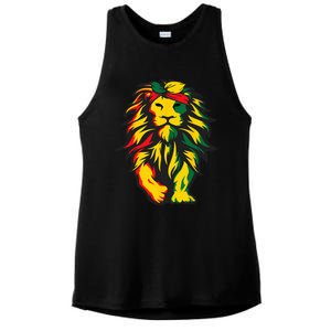 Lion Juneteenth Cool Black History African American Flag Ladies PosiCharge Tri-Blend Wicking Tank