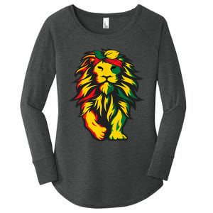 Lion Juneteenth Cool Black History African American Flag Women's Perfect Tri Tunic Long Sleeve Shirt