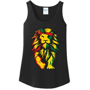 Lion Juneteenth Cool Black History African American Flag Ladies Essential Tank