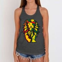 Lion Juneteenth Cool Black History African American Flag Women's Knotted Racerback Tank