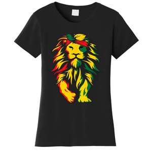 Lion Juneteenth Cool Black History African American Flag Women's T-Shirt