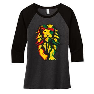 Lion Juneteenth Cool Black History African American Flag Women's Tri-Blend 3/4-Sleeve Raglan Shirt