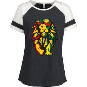 Lion Juneteenth Cool Black History African American Flag Enza Ladies Jersey Colorblock Tee