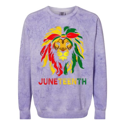 Lion Juneteenth Cool Black History African American Flag Colorblast Crewneck Sweatshirt