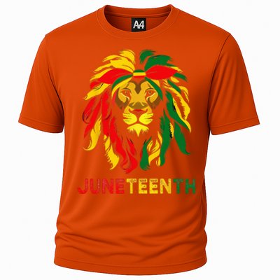 Lion Juneteenth Cool Black History African American Flag Cooling Performance Crew T-Shirt