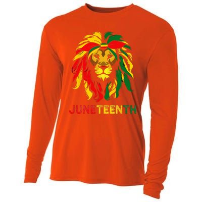 Lion Juneteenth Cool Black History African American Flag Cooling Performance Long Sleeve Crew