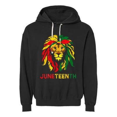 Lion Juneteenth Cool Black History African American Flag Garment-Dyed Fleece Hoodie