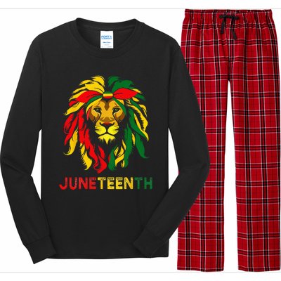 Lion Juneteenth Cool Black History African American Flag Long Sleeve Pajama Set