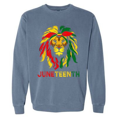 Lion Juneteenth Cool Black History African American Flag Garment-Dyed Sweatshirt