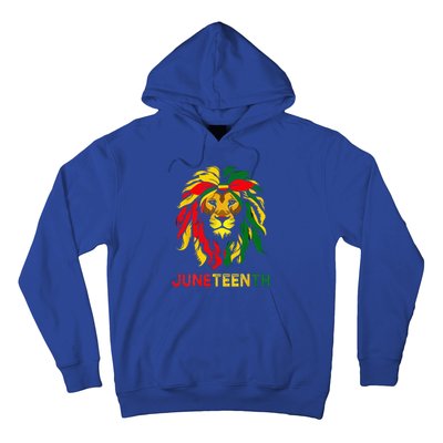 Lion Juneteenth Cool Black History African American Flag Hoodie