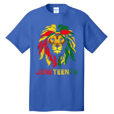 Lion Juneteenth Cool Black History African American Flag Tall T-Shirt