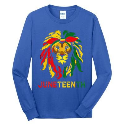 Lion Juneteenth Cool Black History African American Flag Tall Long Sleeve T-Shirt