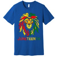 Lion Juneteenth Cool Black History African American Flag Premium T-Shirt