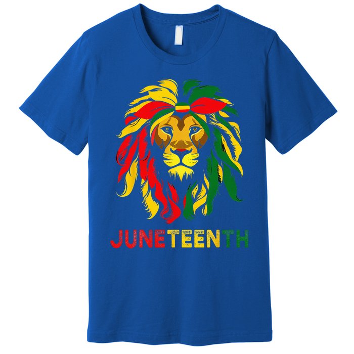 Lion Juneteenth Cool Black History African American Flag Premium T-Shirt