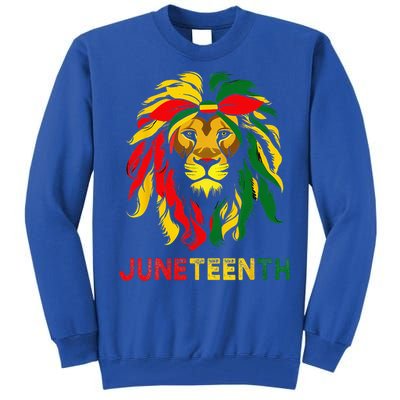 Lion Juneteenth Cool Black History African American Flag Tall Sweatshirt