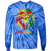 Lion Juneteenth Cool Black History African American Flag Tie-Dye Long Sleeve Shirt