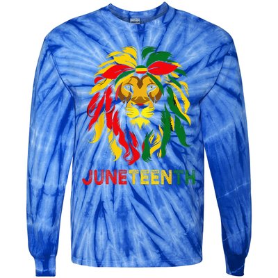 Lion Juneteenth Cool Black History African American Flag Tie-Dye Long Sleeve Shirt