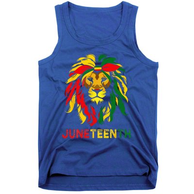 Lion Juneteenth Cool Black History African American Flag Tank Top