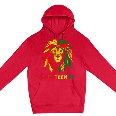 Lion Juneteenth Cool Black History African American Flag Premium Pullover Hoodie