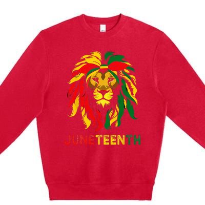 Lion Juneteenth Cool Black History African American Flag Premium Crewneck Sweatshirt