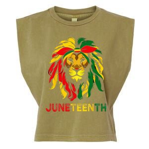 Lion Juneteenth Cool Black History African American Flag Garment-Dyed Women's Muscle Tee