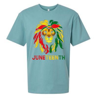 Lion Juneteenth Cool Black History African American Flag Sueded Cloud Jersey T-Shirt